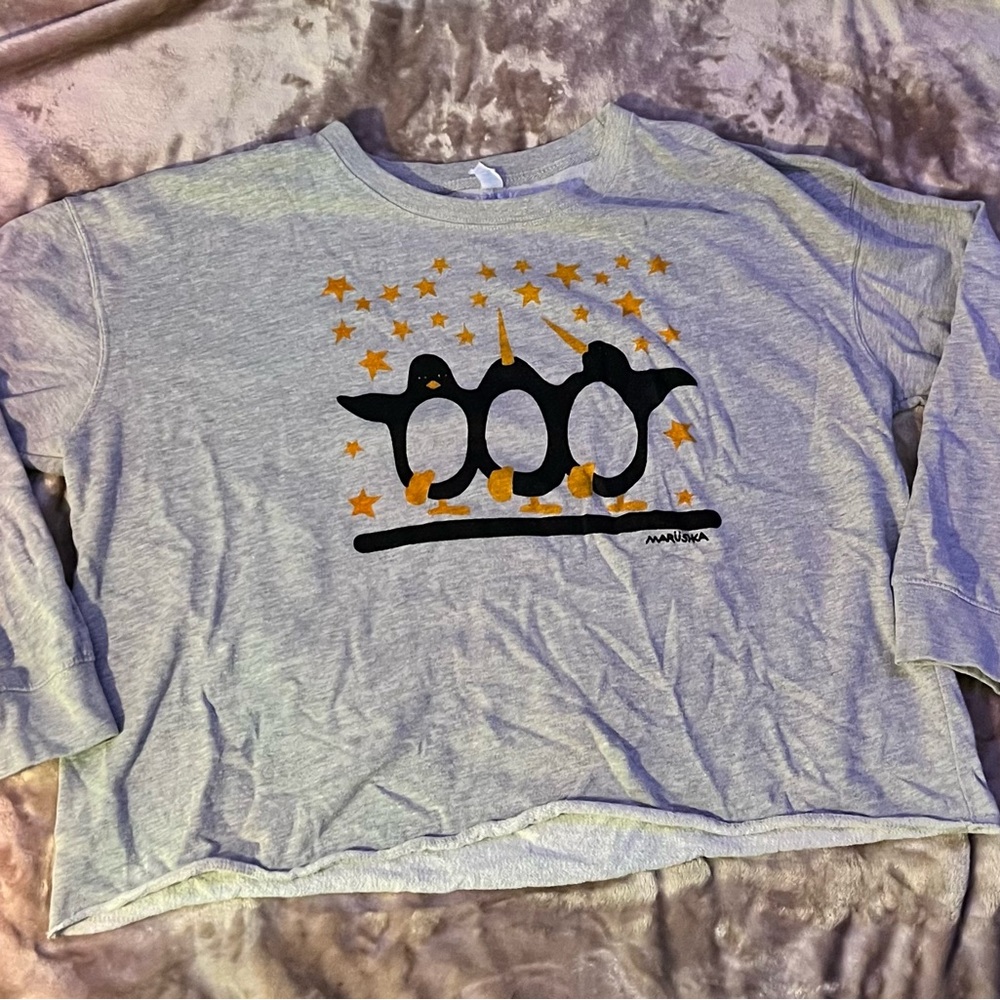 Gray Penguin Print Pajama Shirt